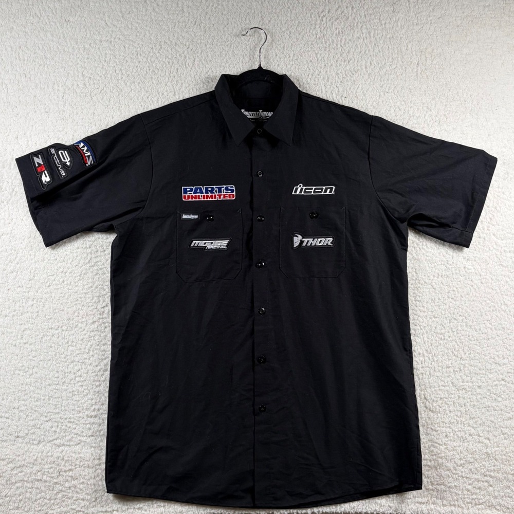 Throttle Threads Racing Work Shirt Mens L Parts Unlimited Mechanic Motorcycle